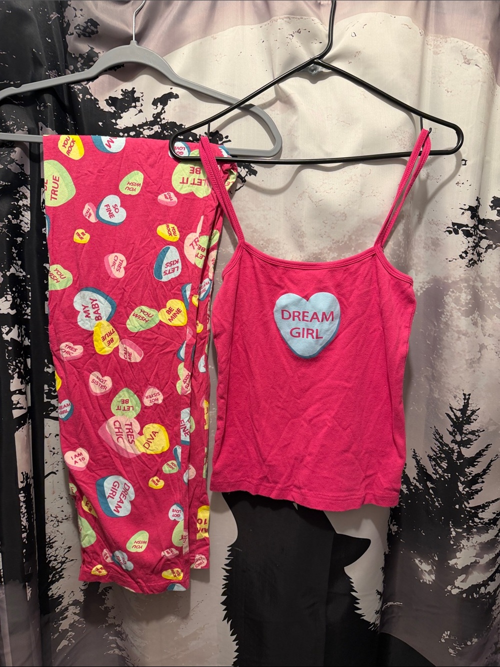 Women's Pink 'Dream Girl' Heart Pajama Set - Two-Piece Sleepwear